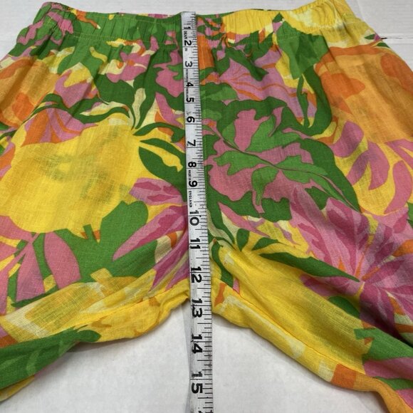 C & C California Pants S Linen Blend Wide Leg Cropped Split Leg‎ Colorful Beachy - Picture 6 of 10